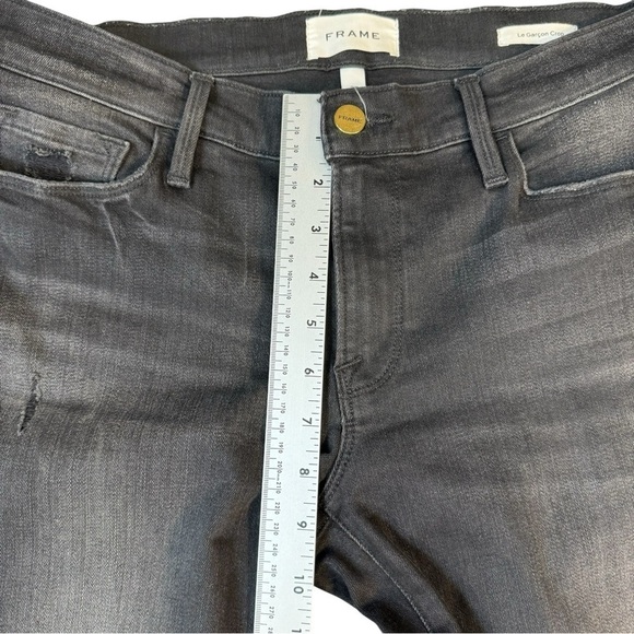 Frame Le Gracon Crop Gray Black Denim Raw Hem Jeans Womens Size 27 - Picture 5 of 6
